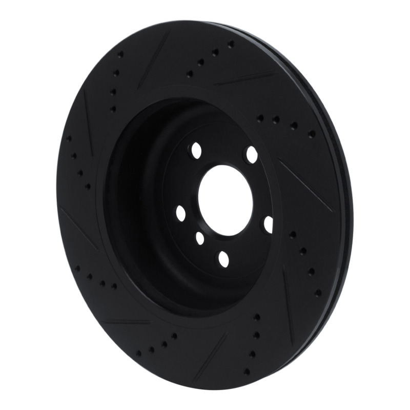 BMW 530I Brake Rotor (1) - Left Rear - R1 Concepts - Drilled & Slotted - Black - `17-`25